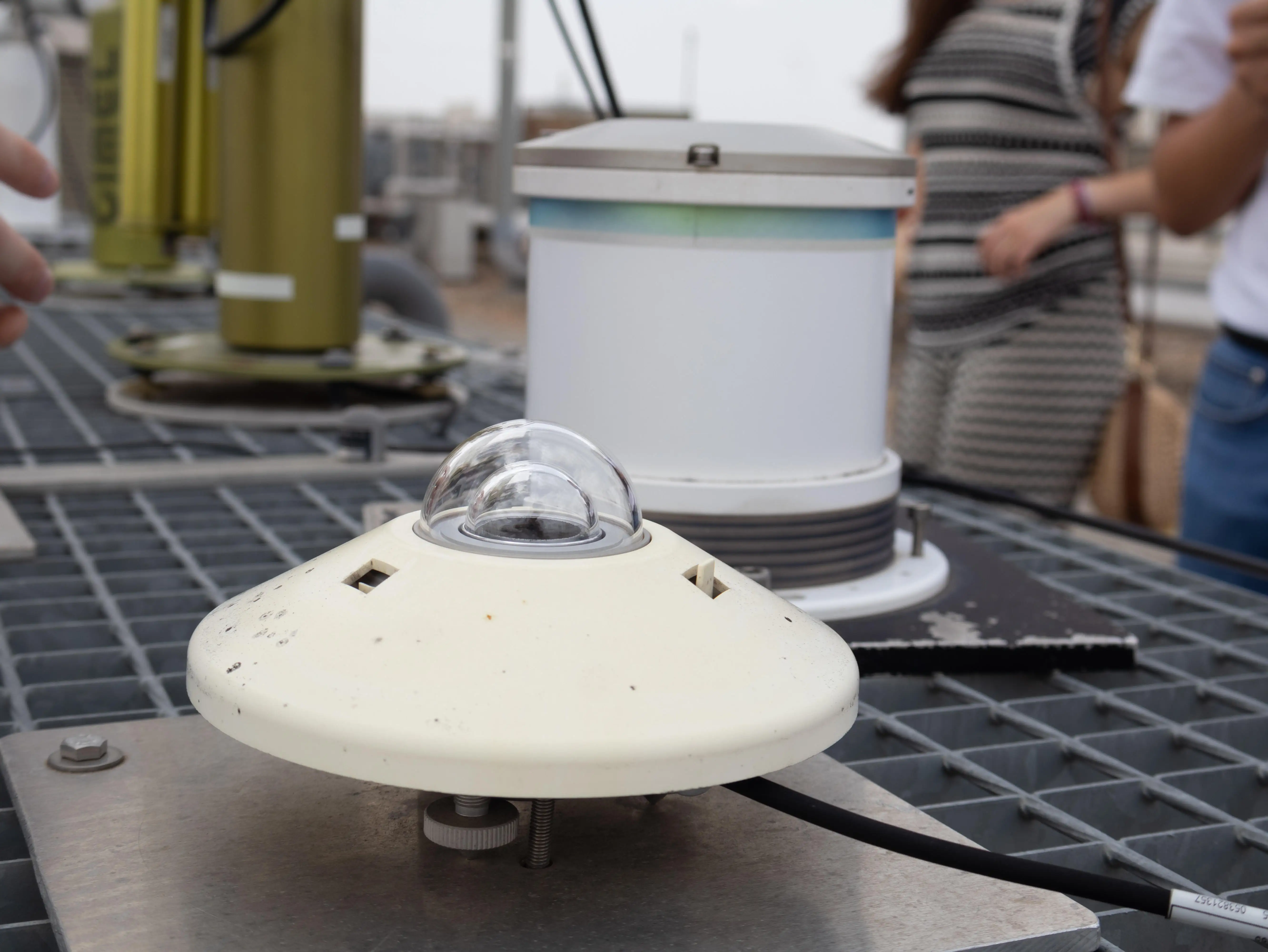 A close-up of a pyranometer.