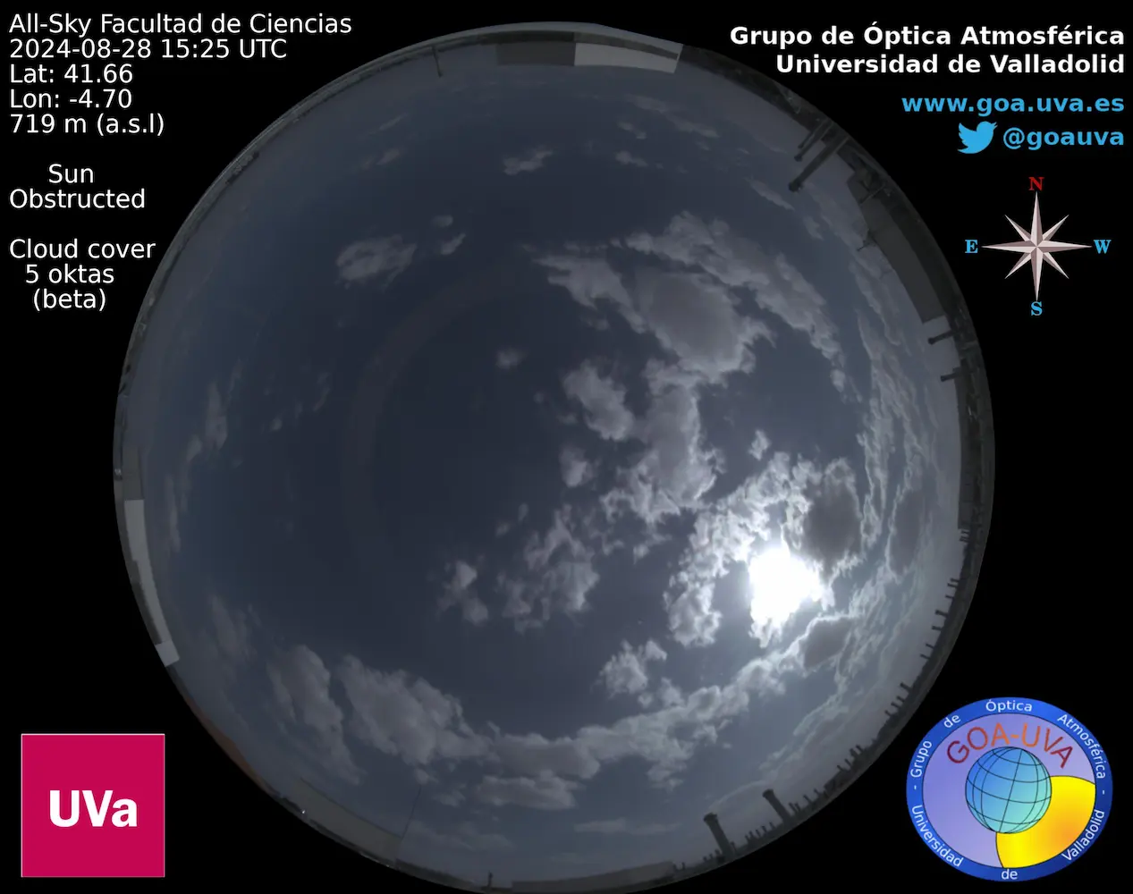 Photo of the sky with a sky camera at the Faculty of Sciences.