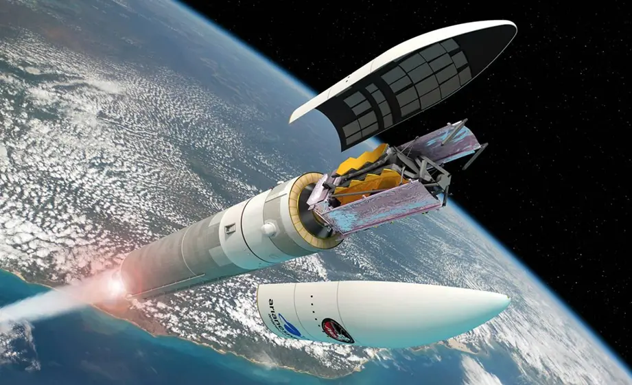 Illustration of JWST leaving orbit