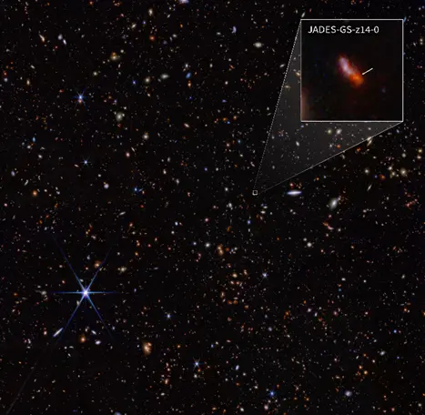 Infrared image of the JADES-GS-z14-0 sector