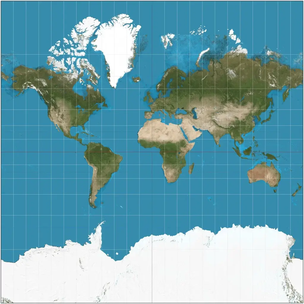 World map by Gerardus Mercator.