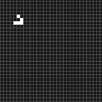 Game of Life automaton. Formed by 5 cells that move infinitely in the bottom-right direction.
